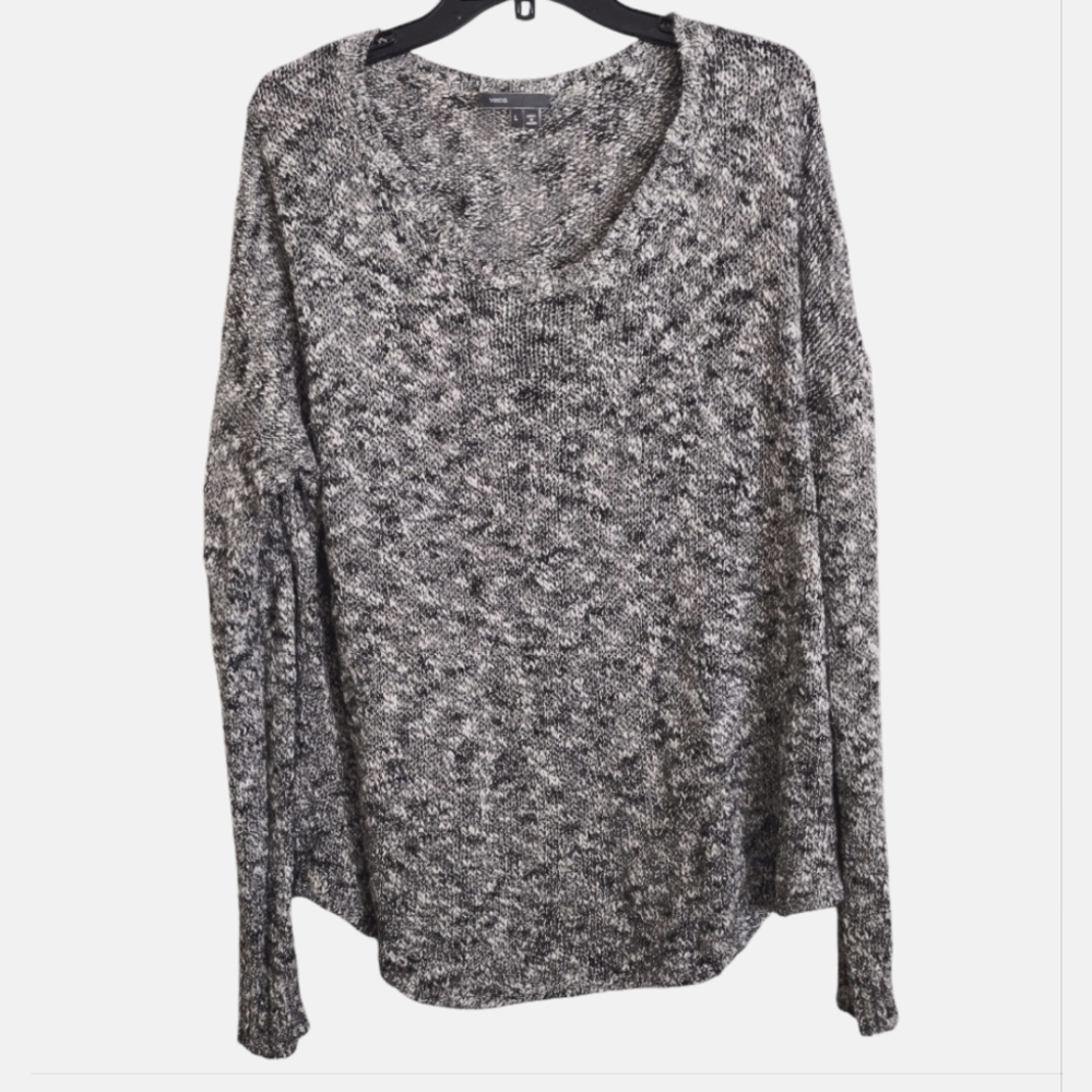 Vince Black White Grey Long Sleeved Pullover Sweater Size Large
